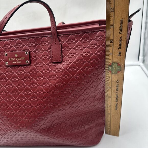 Kate Spade Margareta Penn Place XL Tote Leather Bag Train Car Red Good Condition - Picture 3 of 13